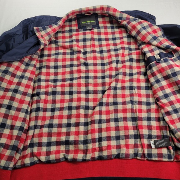 John Bartlett Statement Men XL Bomber Jacket Blue Plaid Flannel Lined Zip Casual - Picture 3 of 7